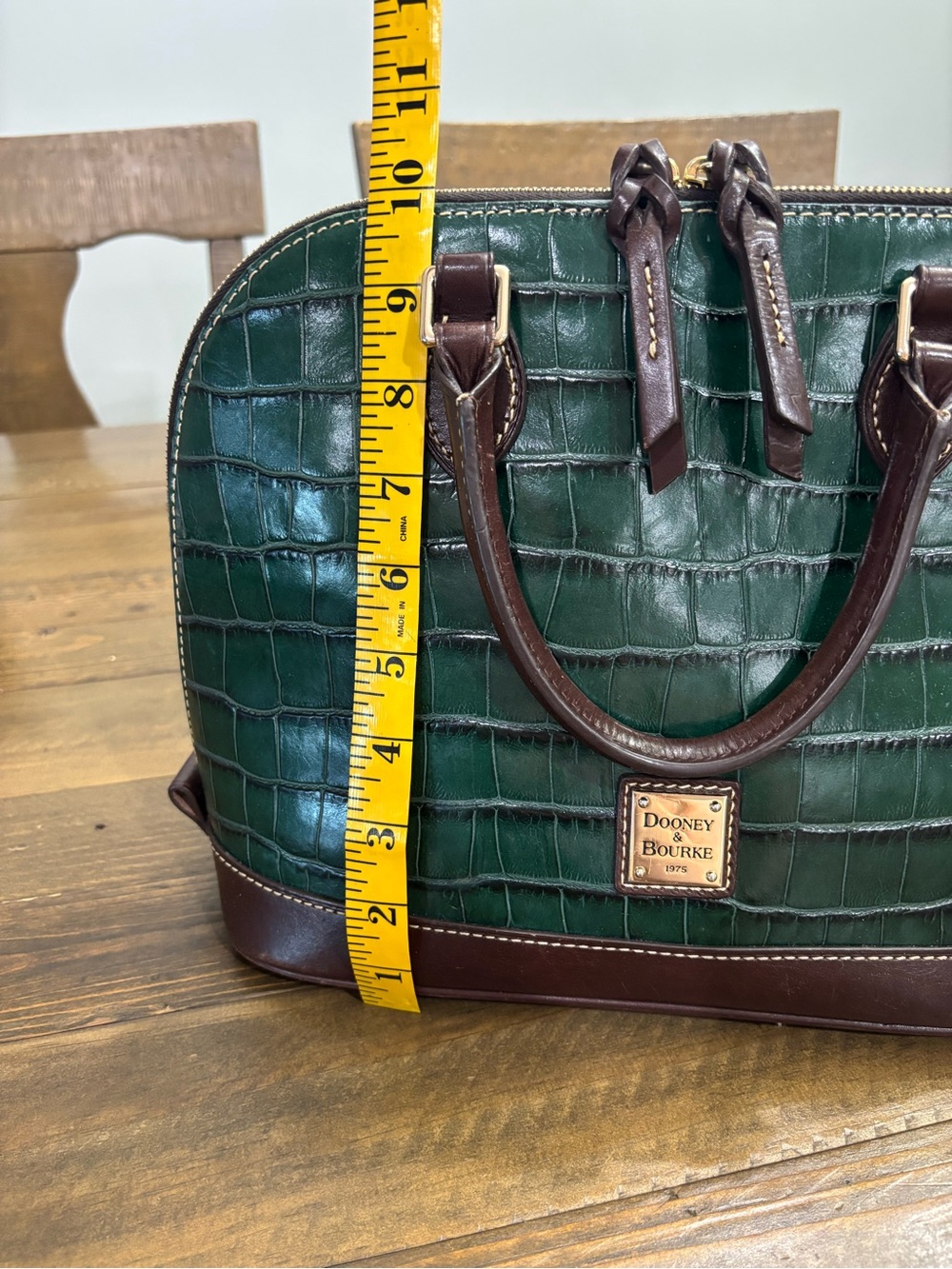 Dooney & Bourke Oakdale Zip Zip Satchel in Green Croc-Embossed Leather - Picture 15 of 15